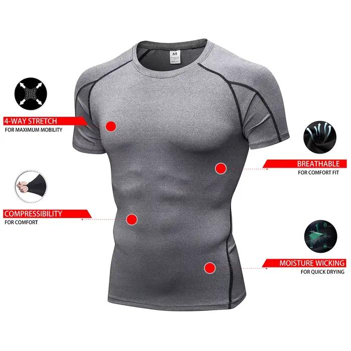 Sous-vêtements de compression à manches courtes pour hommes, séchage rapide, couche de base d'entraînement de gym, t-shirt de course, collants de sport athlétiques de basket-ball