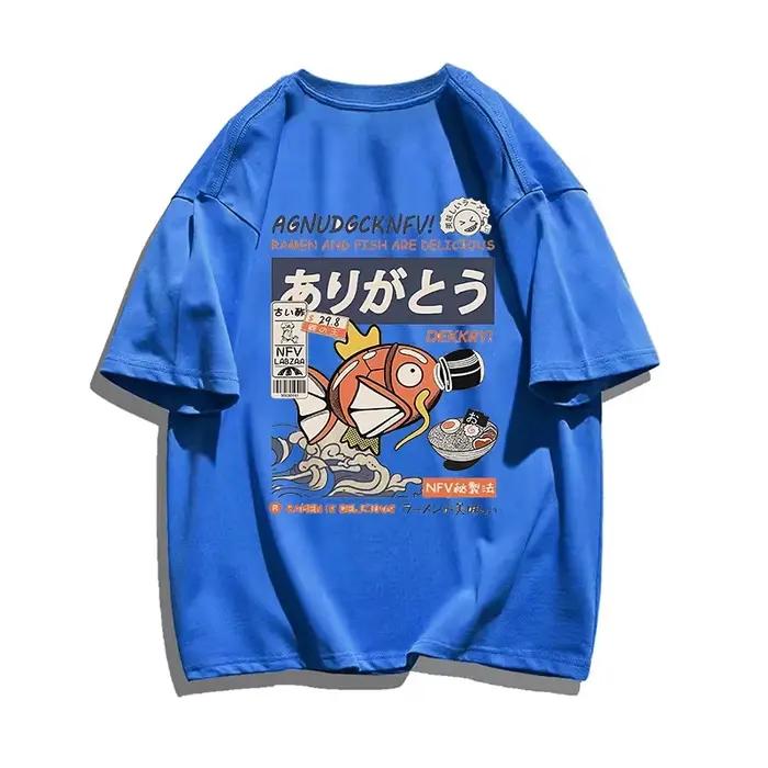 T-shirts à manches courtes imprimés pour hommes et femmes de rue d'anime japonais, T-shirts en coton de mode décontractée hip-hop taille européenne haut rond
