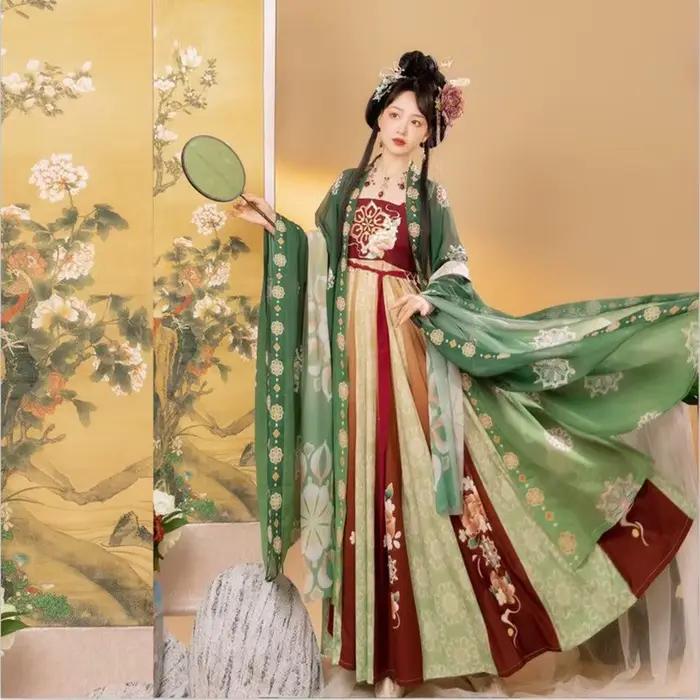 Robe Hanfu surdimensionnée 8XL pour femmes, Costume de carnaval Hanfu traditionnel chinois ancien, robe verte et rouge, grande taille 6XL