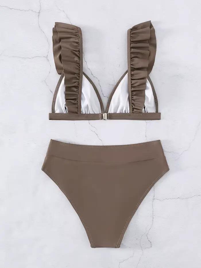 Maillot de bain deux pièces à volants pour femmes
