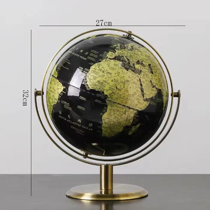 Accessoires de décoration pour la maison Globe du monde rétro Globe de bureau moderne géographie carte d'apprentissage créative pour l'éducation des enfants or rouge 2 tailles
