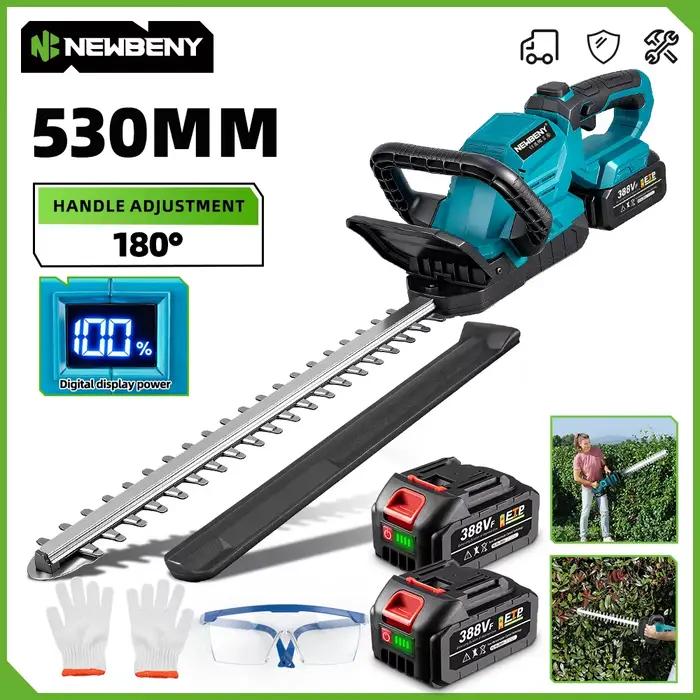 NewBeny taille-haie électrique 3000 tr/min tondeuse à gazon jardin affichage LED aménagement paysager taille-haie tondeuse outil pour batterie 18 V-21 V