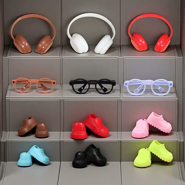 3 pièces/ensemble Mini poupée vêtements accessoires pour 15-17cm poupées comprend lunettes chaussures écouteurs bricolage accessoires jouet pour enfants