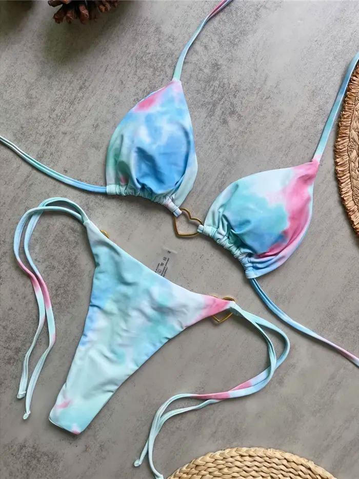 Bikini Veinkueeni deux pièces sexy extrême pour femme, mini micro string, style de plage, polyester et élasthanne, idéal pour plage, vacances, fête à la piscine, sports nautiques, croisière