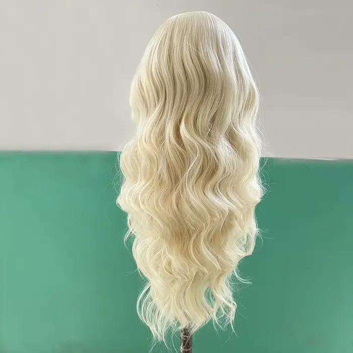 AIMEYA-Perruque blonde en dentelle synthétique pour femme, délié naturel, pré-plumée, perruques ondulées, utilisation cosplay