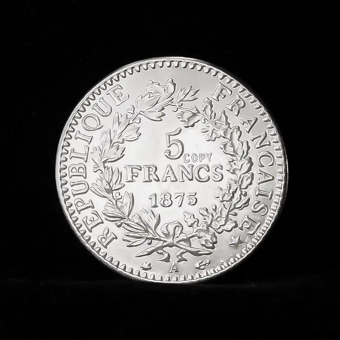 Pièce commémorative en argent Hercules français 5 Franc, réplique du troisième république, monnaie européenne, Souvenir, Badge français, 1875