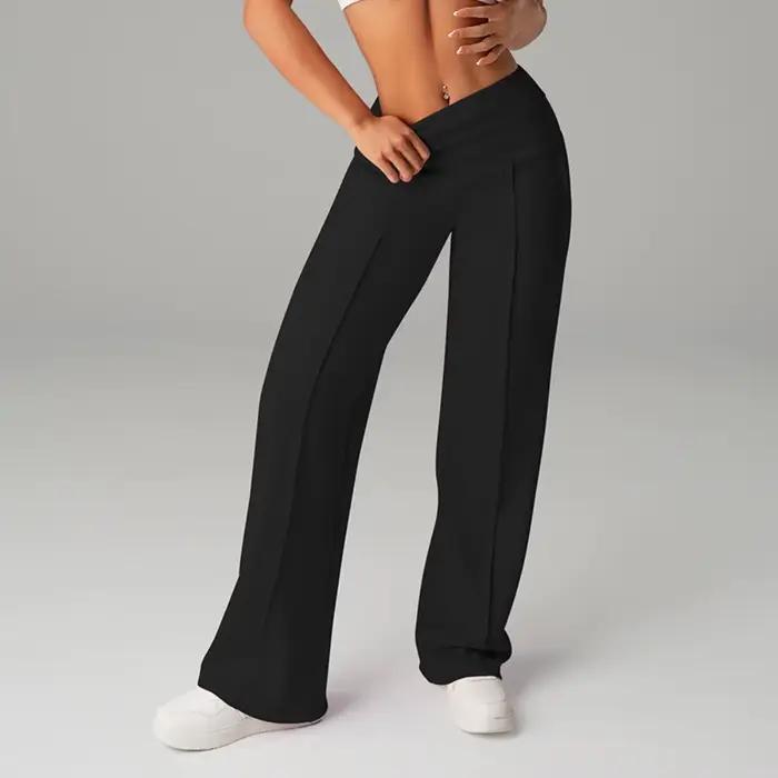 Pantalons de yoga taille haute pour femmes, pantalons de sport amples à jambes larges avec poches, adaptés à la course à pied et aux exercices en plein air