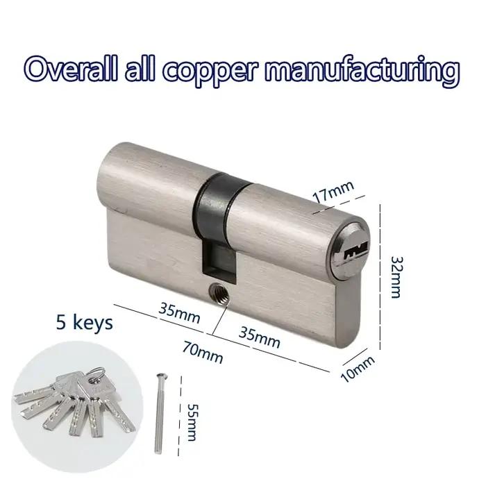 Portes et fenêtres intérieures de chambre à coucher, cylindre de serrure de 60 70 80mm, clé AB, entrée antivol, alliage de zinc, alliage d'aluminium, serrure de porte en laiton