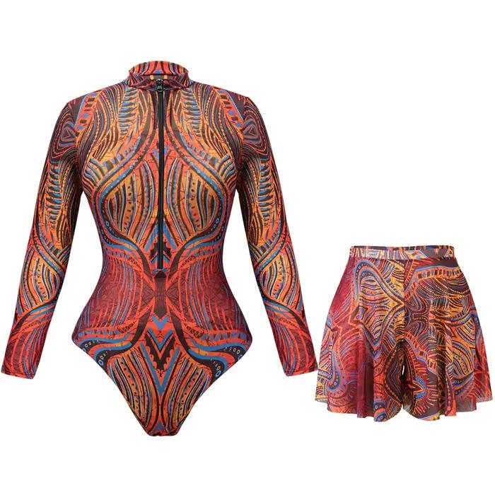 2 pièces ensembles maillot de bain et Shorts femmes été à manches longues