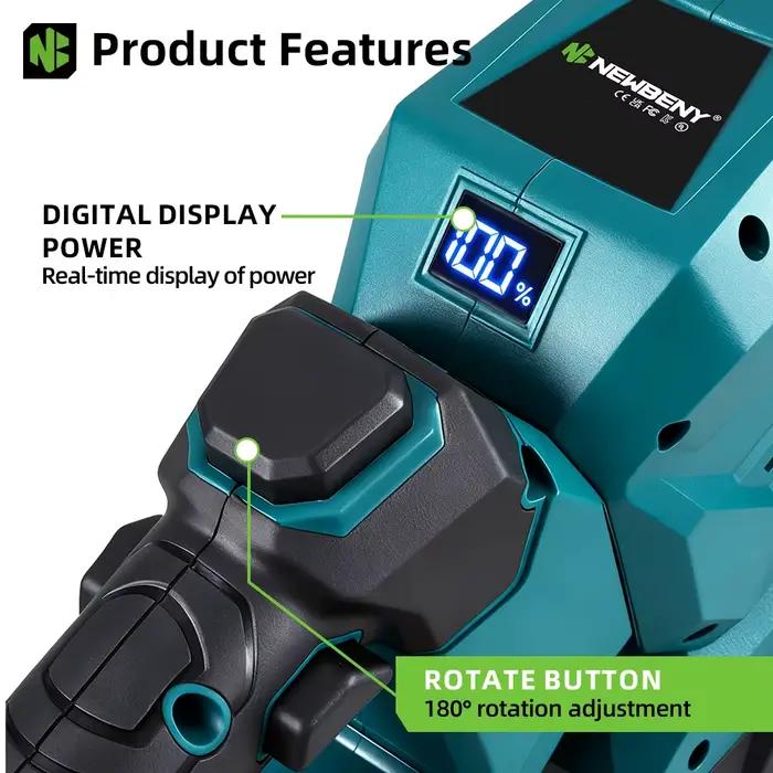 NewBeny taille-haie électrique 3000 tr/min tondeuse à gazon jardin affichage LED aménagement paysager taille-haie tondeuse outil pour batterie 18 V-21 V
