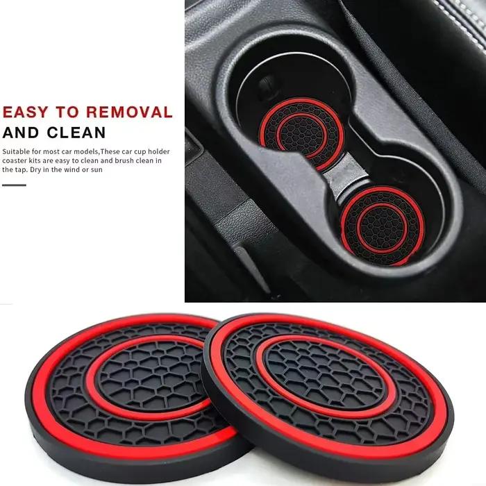 Nouveau tapis antidérapant 2 pièces, dessous de verre de voiture, porte-gobelet de voiture Durable, dessous de verre, Protection universelle anti-poussière pour l'intérieur de la voiture