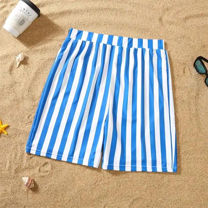 Maillot de bain une pièce à rayures pour la famille tenue de plage assortie bikini pour mère et fille short de bain pour père et fils été vacances mode décontractée polyester coton