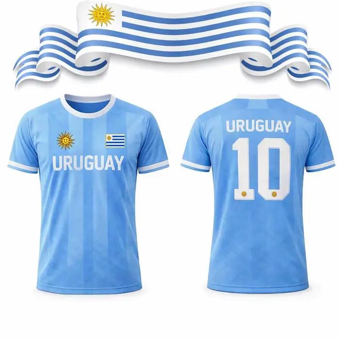 Équipe nationale d'Uruguay # 10 T-shirts de football, pour hommes et femmes, à séchage rapide, respirants, streetwear pour fans de football