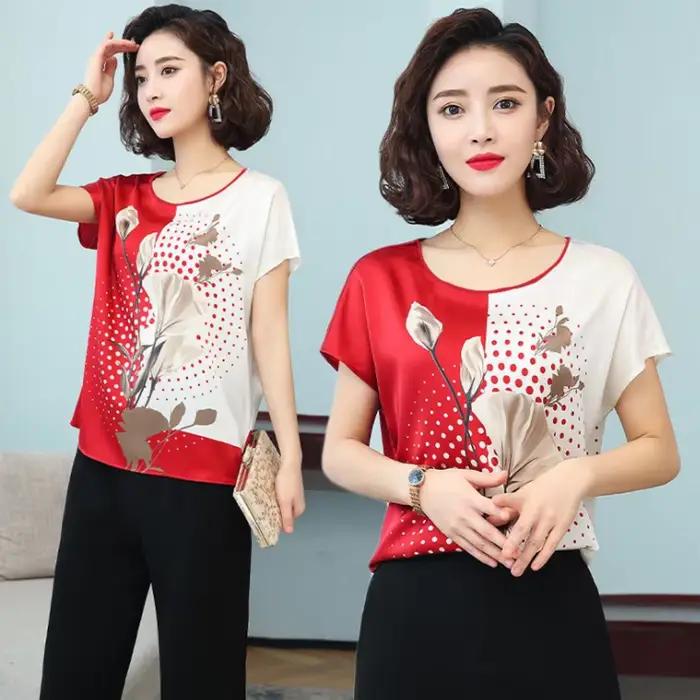 T-shirt à manches courtes pour femme, haut à rayures de couleur, ample, grande taille m-xxxxl