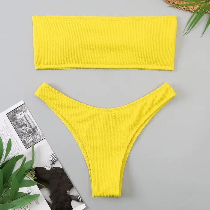 Velours Bikinis 2025 femmes brésilien Bandeau maillot de bain solide Sexy maillots