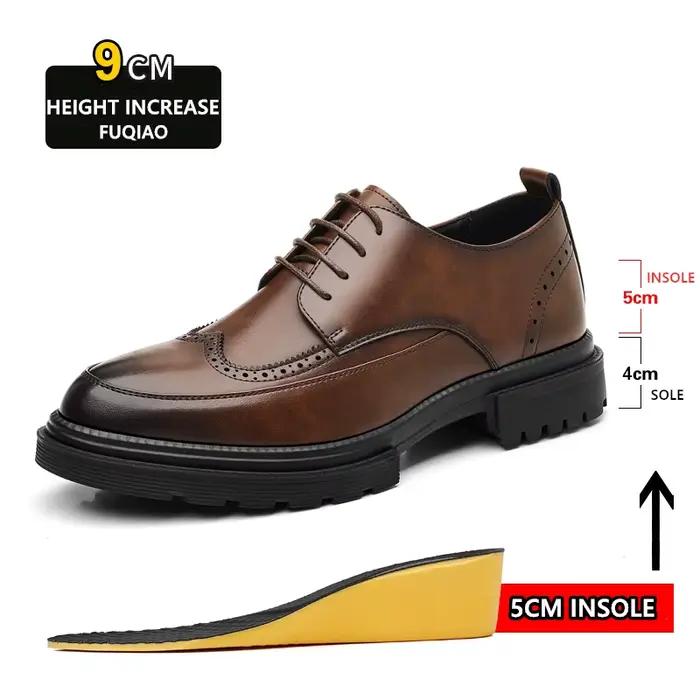 Chaussures Richelieu pour Homme Grande Taille, Rehaussantes, Style Oxford, avec Talon Invisible 4/7/9CM, pour Costume et Mariage