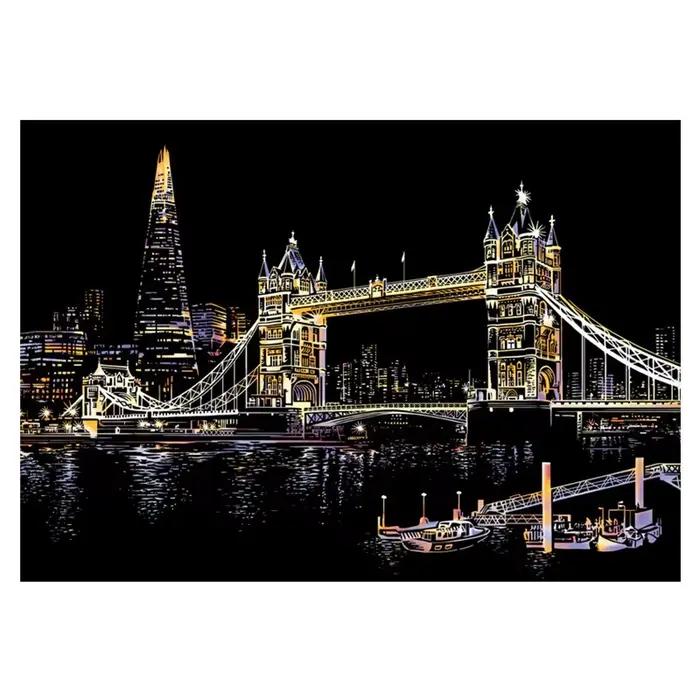 Bricolage A3 monuments de ville Paris londres scène de nuit peinture à gratter avec outil paysage coloré Scratch Art décor de salle cadeau