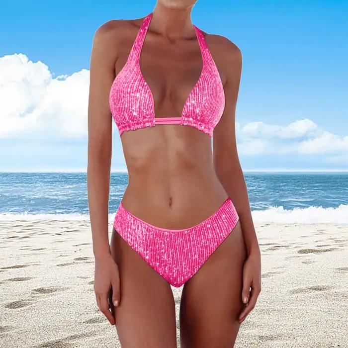 Ensemble de bikini scintillant à paillettes pour femmes