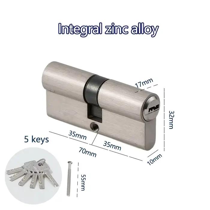 Portes et fenêtres intérieures de chambre à coucher, cylindre de serrure de 60 70 80mm, clé AB, entrée antivol, alliage de zinc, alliage d'aluminium, serrure de porte en laiton