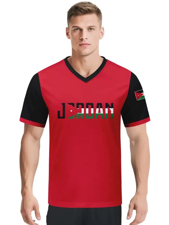 Maillot de football Jordan personnalisé avec nom et numéro, col en V, maillot de l'équipe nationale de football pour hommes, jeunes et femmes