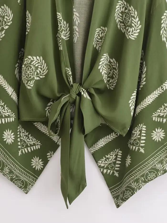 Cache maillot à manches chauve-souris imprimé floral pour femme, kimono bohème, robe courte, maillots de bain vintage, vêtements de plage, mode