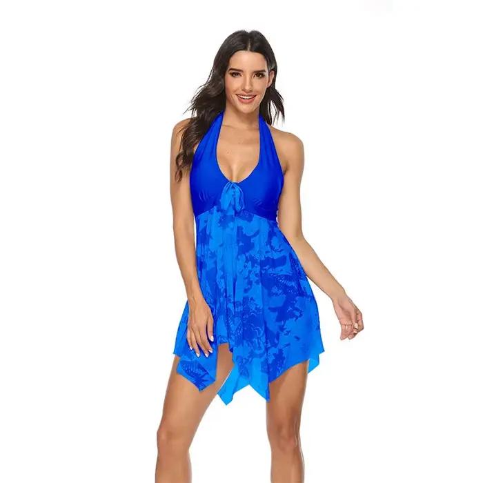 Robe et slip de maillot de bain deux pièces fendus pour femmes