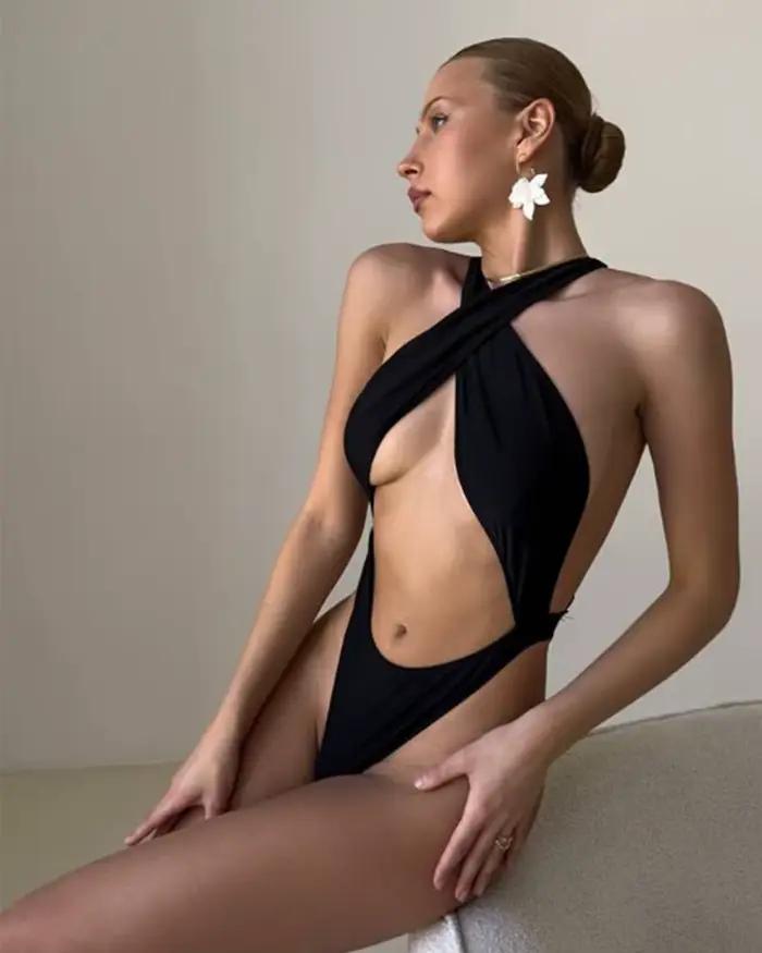 Ellolace Willowy Sexy maillot de bain pour femme élégant recadrée licou taille haute filles ensembles sangle croisée