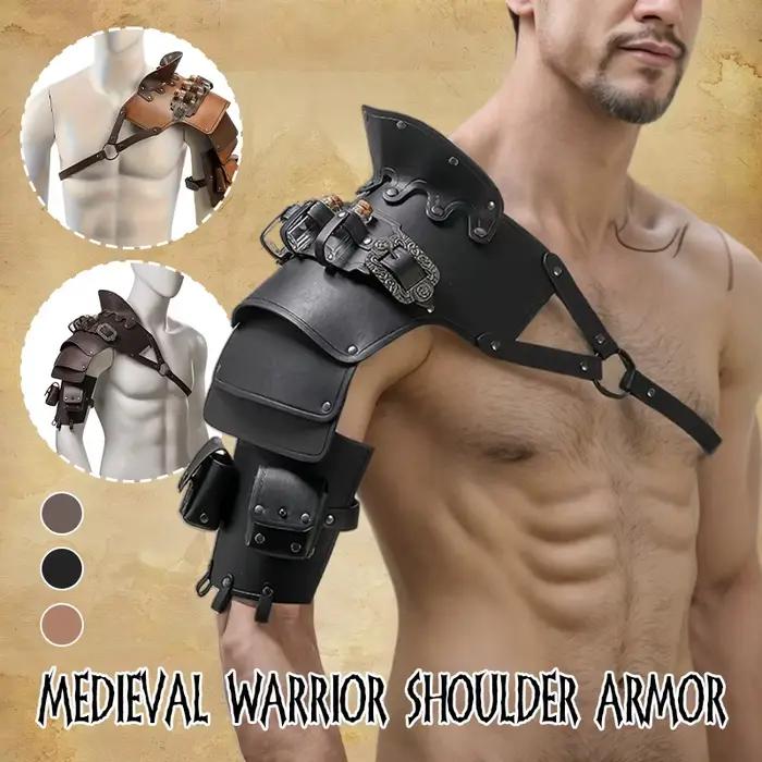 Armure médiévale à une épaule avec flacon d'alchimie, armure de pauldrons gothiques de Pirate en cuir, accessoire de Costume de combat de gladiateur