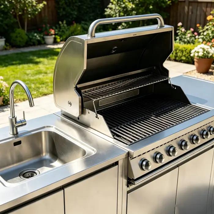 Cuisines complètes : Offre de cuisines extérieures complètes, ensemble d'armoires durables avec îlots et chariots de cuisine, ensemble de casseroles de cuisine
