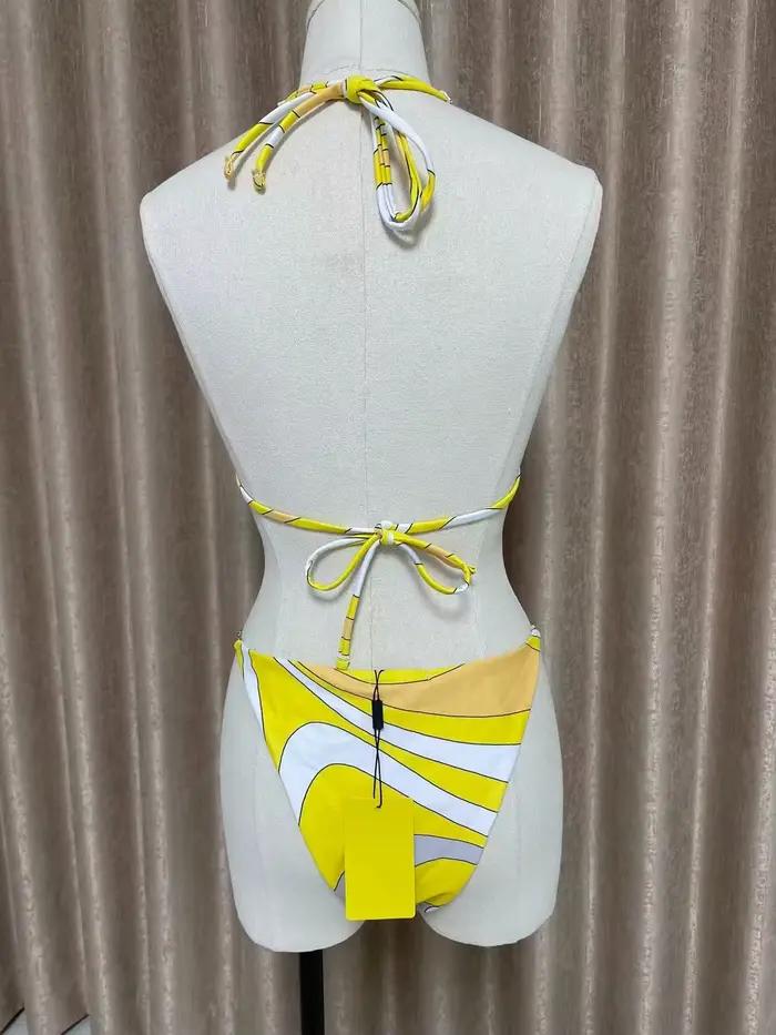 Ensembles de bikinis jaunes de luxe pour femmes 2026 avec logo signature lettre