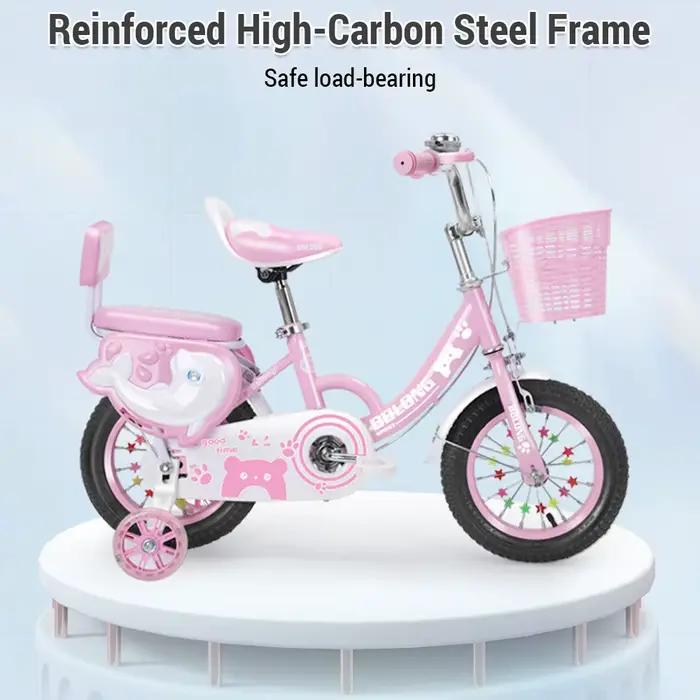Vélo pour enfants de 12 à 20 pouces pour filles âgés de 3 à 13 ans, avec roues d'entraînement, panier, filet de protection, roue à la mode, vélos pour filles de 5 à 8 ans