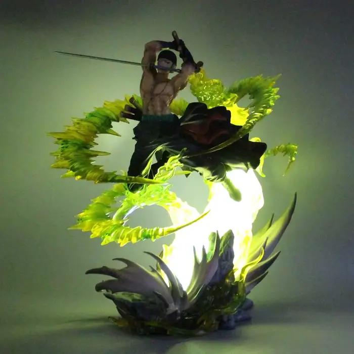 Roronoa Zoro Anime Figure avec lumière, modèle debout, PVC, renforcement, ornement, jouets cadeaux d'anniversaire, 30cm, 1 pièce