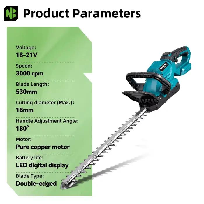 NewBeny taille-haie électrique 3000 tr/min tondeuse à gazon jardin affichage LED aménagement paysager taille-haie tondeuse outil pour batterie 18 V-21 V