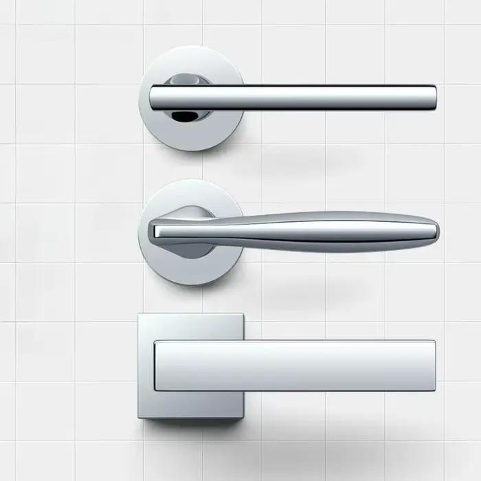 Porte intérieure minimaliste moderne, serrure de porte de chambre à coucher, poignée de porte universelle en bois argenté brillant, serrure à poignée silencieuse fendue