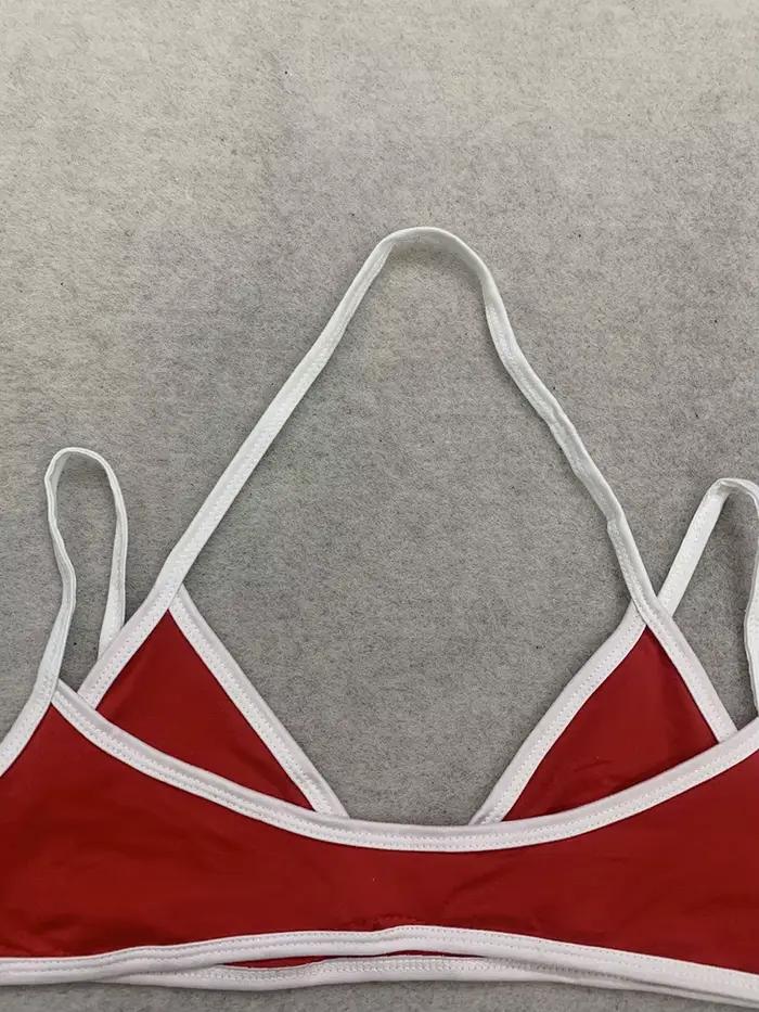 Maillot de bain deux pièces Harajuku haut de bikini triangle double bretelle spaghetti bas de maillot coupe haute minimaliste pour femmes plage piscine fête vacances