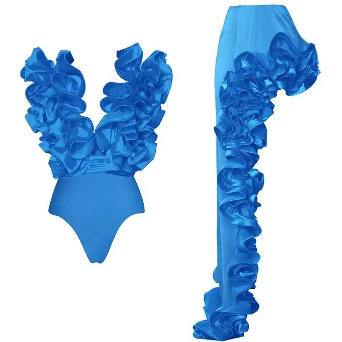 2025 Maillot de bain et jupe pour femme deux pièces Sexy rouge fleur 3D une pièce bikini ensemble maillots de bain robe de plage maillot de bain Monokini