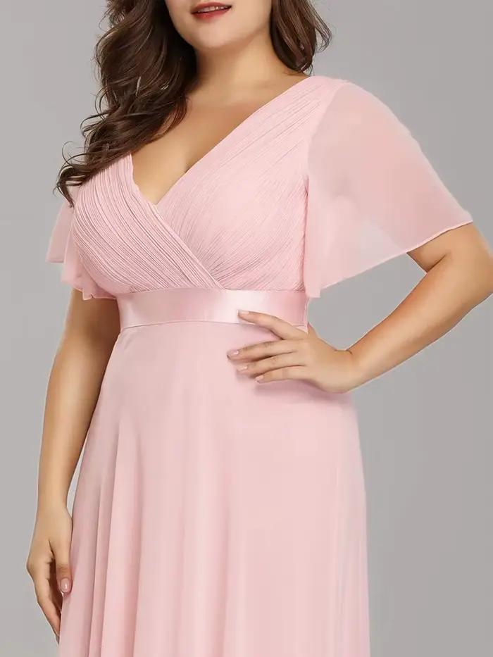 Nouvelles Robes de Soirée Longues Élégantes pour Femmes Grande Taille 2024, Coupe A-Line, Col en V, Volants, en Chiffon, Robe de Soirée Formelle pour Mariage et Fêtes