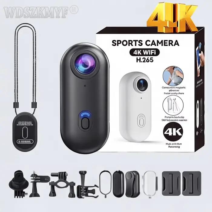 Mini caméra d'action 4K HD pour moto, légère, avec Wi-Fi, pour POV, sport routier, vélo, vlog et suivi d'animaux