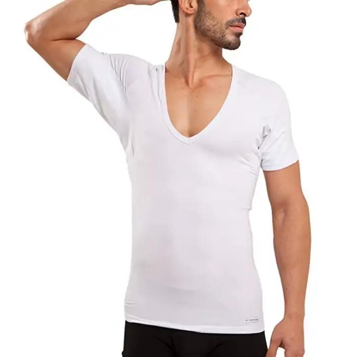 T-shirt à col en V profond pour hommes, sous-vêtements blancs, couche de base de sport, contrôle de la sueur des ati elles, sous-vêtements masculins, résistant à la transpiration, cadeau