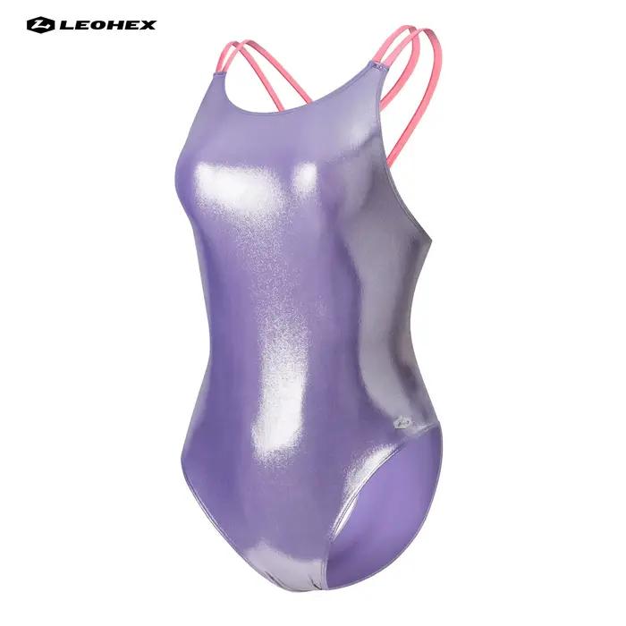 LEOHEX Maillot de bain dos nu en Lycra brillant japonais - Style sexy et accrocheur pour la natation