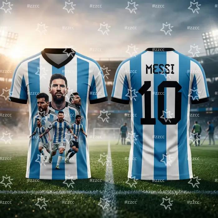 Maillot de football Argentine 2026 Messi N°10 Kit d'entraînement de match T-shirt sportif d'été pour homme Vêtements pour enfant Maillot de cyclisme 