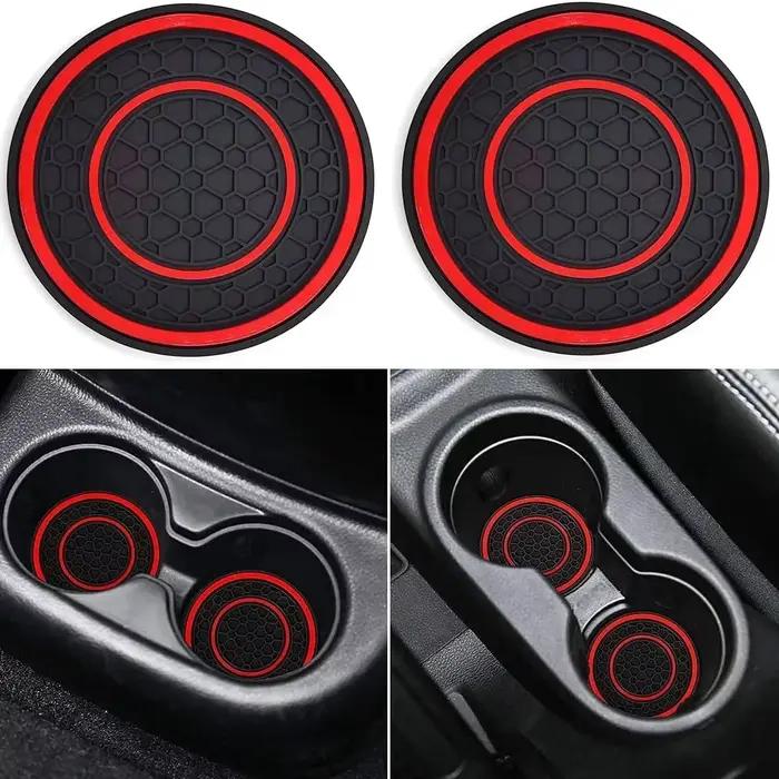 Nouveau tapis antidérapant 2 pièces, dessous de verre de voiture, porte-gobelet de voiture Durable, dessous de verre, Protection universelle anti-poussière pour l'intérieur de la voiture