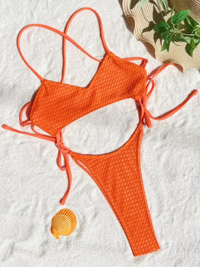 Sexy cravate creuse maillot de bain une pièce bikinis maillots