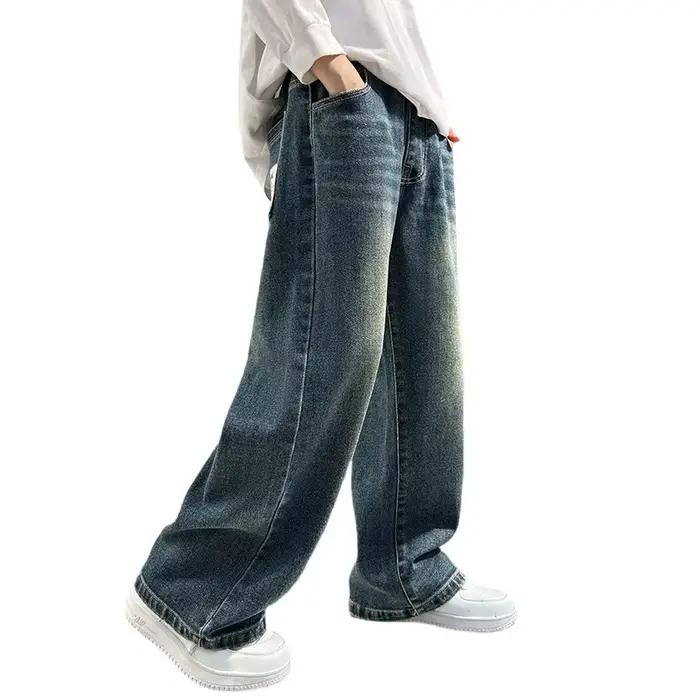 Jean à Jambes Droites et Larges pour Garçon, Pantalon Décontracté, Style Rétro, Adolescent, Nouvelle Collection Printemps et Automne