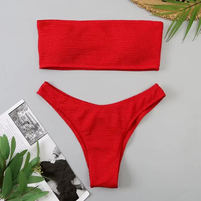 Velours Bikinis 2025 femmes brésilien Bandeau maillot de bain solide Sexy maillots