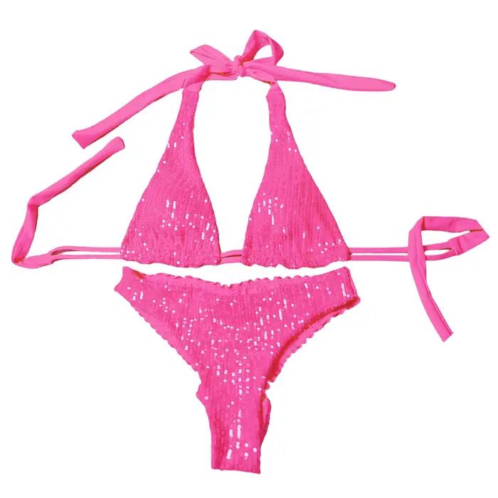 Ensemble de bikini scintillant à paillettes pour femmes
