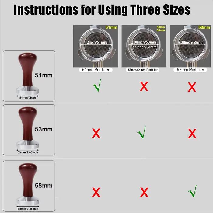 51mm 53mm 58mm Espresso Tamper Café Barista Base Plate Café Tampers Avec Manche En Bois