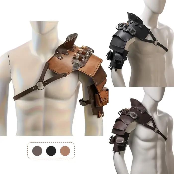 Armure médiévale à une épaule avec flacon d'alchimie, armure de pauldrons gothiques de Pirate en cuir, accessoire de Costume de combat de gladiateur