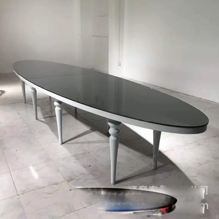 Table à manger ovale de luxe, cadre en acier inoxydable, pour Banquet et mariage, utilisée