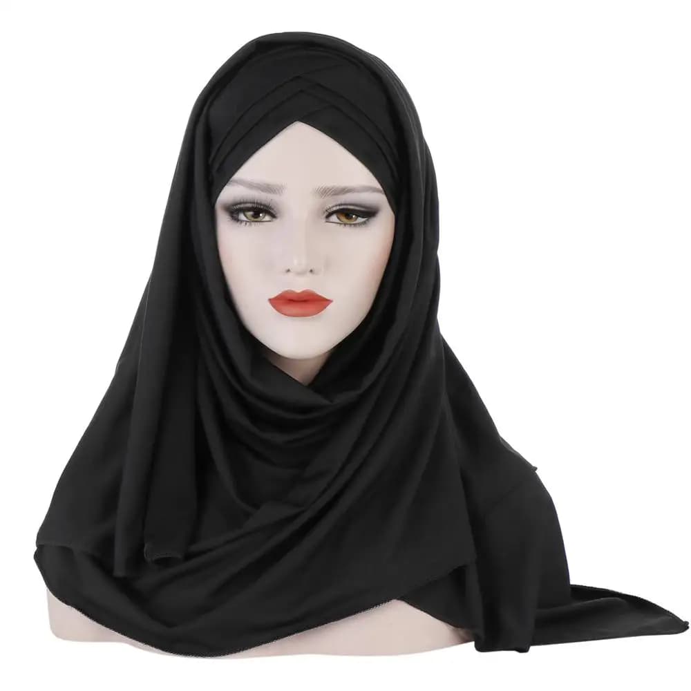 Foulard hijab instantané en jersey pour femmes, prêt à porter, casquette et foulard deux en un, 2020